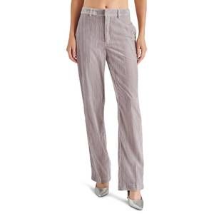 NEW STEVE MADDEN mercer crushed velvet mid rise straight leg pant in silver